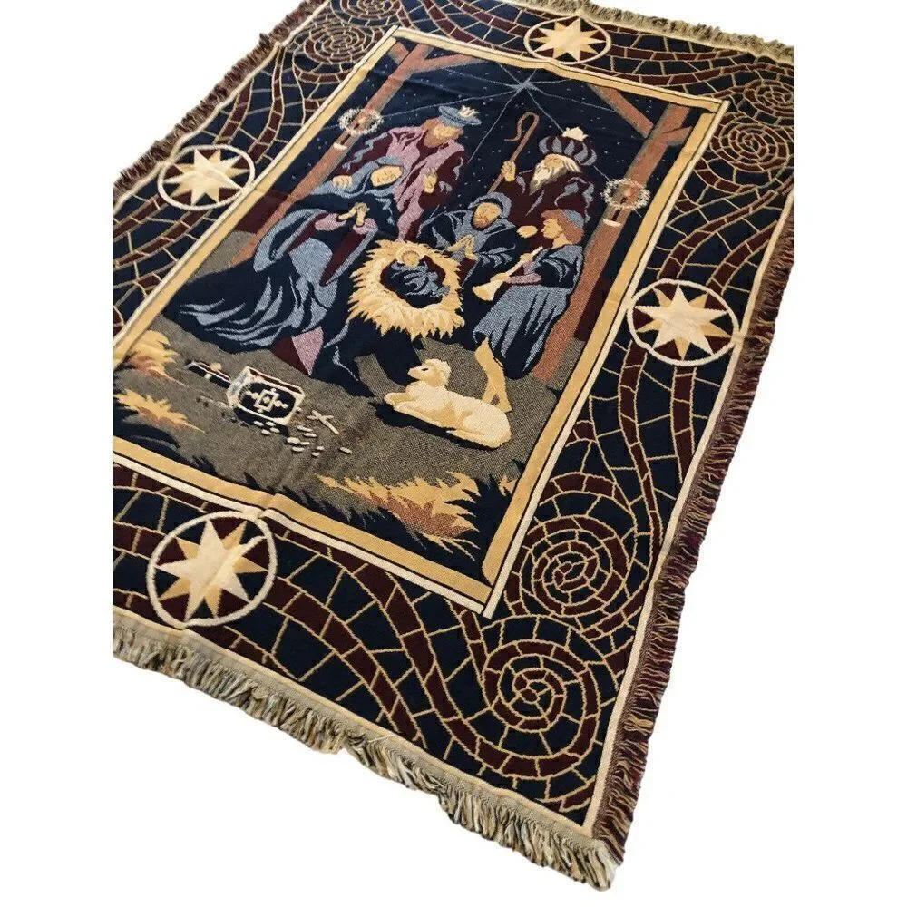 Goodwin Weavers Throw Christmas Nativity Holy Night Cotton 50